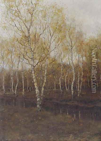 Birch trees in autumn Oil Painting - Arnold Marc Gorter