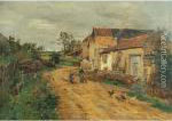 Farm Scene Oil Painting - Edmond Marie Petitjean