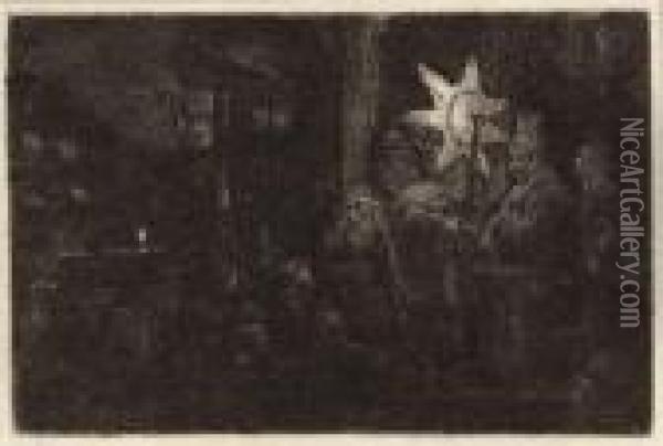 The Star Of The Kings: A Night Piece Oil Painting - Rembrandt Van Rijn