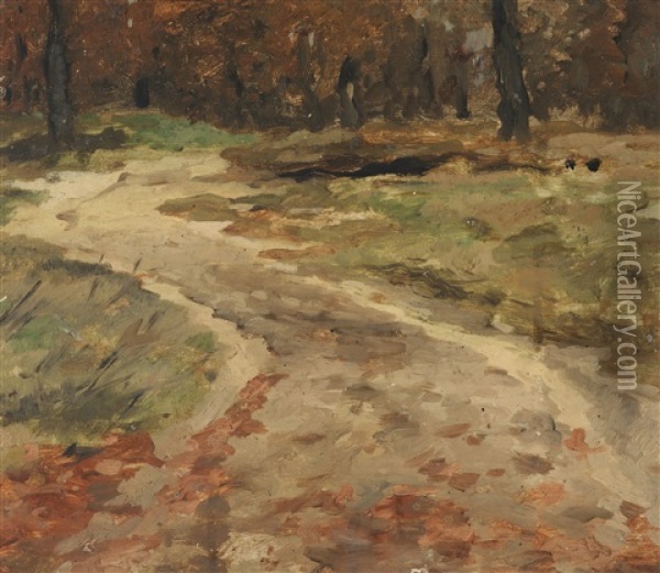 Waldweg Im Herbst Oil Painting - Thomas Herbst