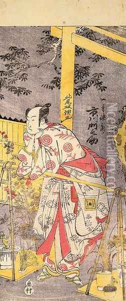 Ichikawa Monnosuke II as Chotto Tokubei 1780 Oil Painting - Kitao Masanobu