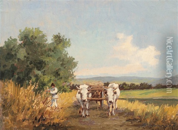 Returning From The Work Oil Painting - Ludovic Bassarab