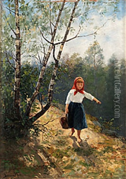 Vattenhamterskan Oil Painting - Johan Severin Nilsson