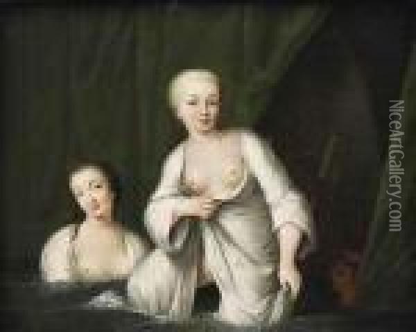 Two Bathers Oil Painting - Antoine Pesne