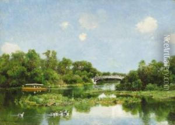 South End Of Wooded Island (view Of Transportation Terrace) Oil Painting - Hugh Bolton Jones