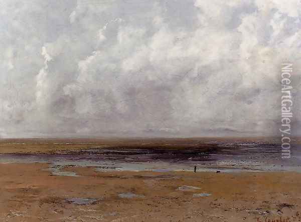 The Beach at Trouville at Low Tide Oil Painting - Gustave Courbet