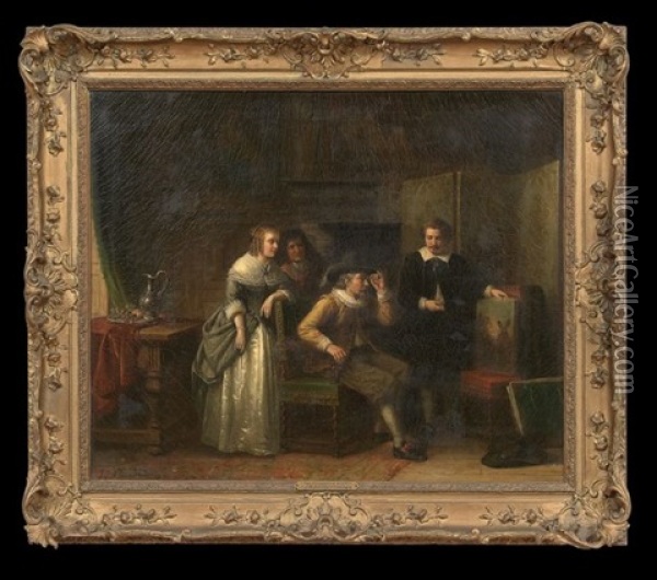 The Prospective Buyer Oil Painting - Jan Jacobus Matthijs Damschroeder