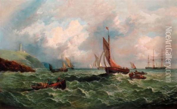 Shipping In Rough Seas Oil Painting - Sir George Chambers