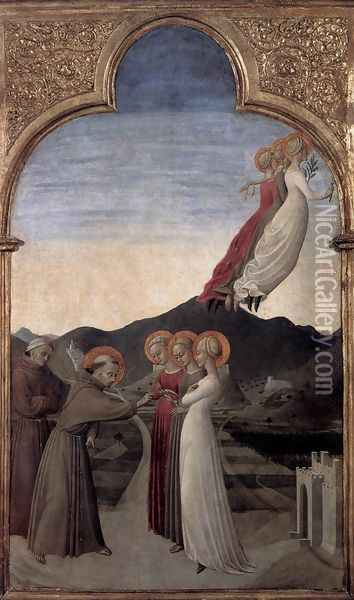 Marriage of St Francis to Lady Poverty 1437-44 Oil Painting - Stefano Di Giovanni Sassetta