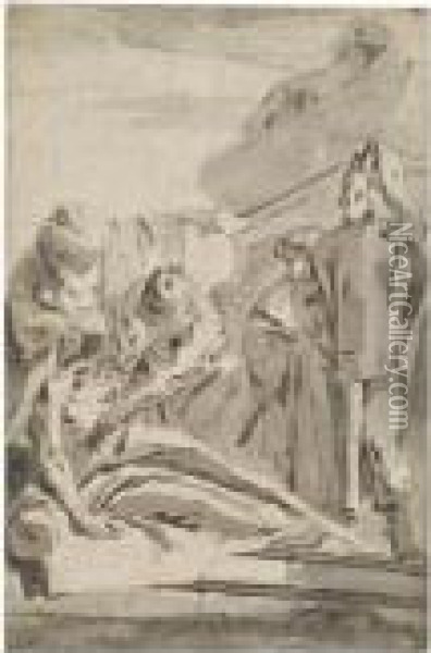 The Death Of Seneca Oil Painting - Giovanni Battista Tiepolo