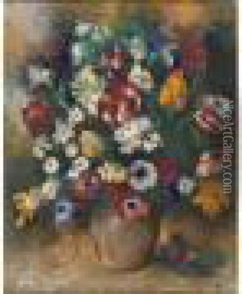 Bouquet De Fleurs. Oil Painting - Paul-Elie Gernez