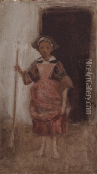 Petite Bonne A La Porte D'une Auberge Oil Painting - James Abbott McNeill Whistler