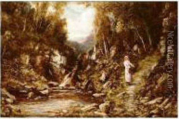 A Highland Glen Oil Painting - Robert John Hammond