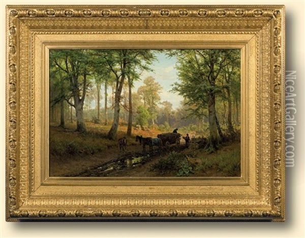 In A Forest Oil Painting - Gustav Meissner