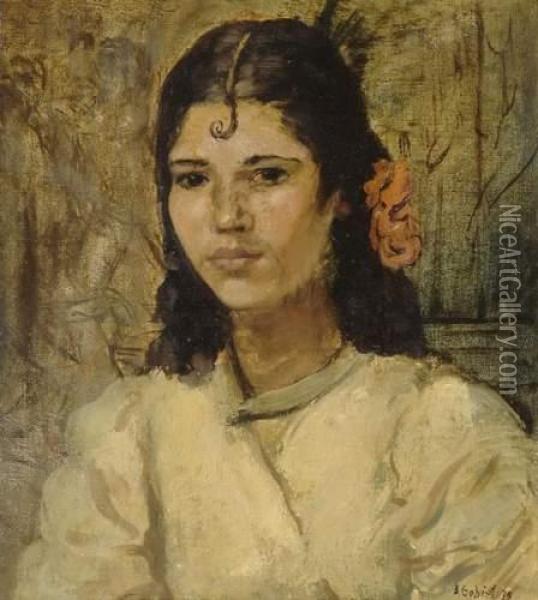 Portrait Of A Girl Oil Painting - Bernhard Gobiet