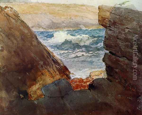 Through the Rocks Oil Painting - Winslow Homer