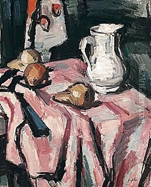 Still Life With A Jug And Fruit Oil Painting - Samuel John Peploe