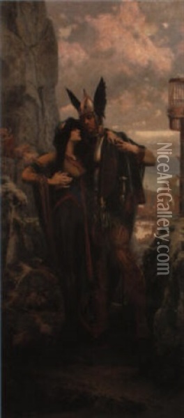The Viking's Farewell Oil Painting - Herbert Gandy