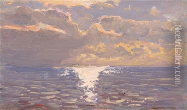 Sea At Sunset Oil Painting - Nikolai Nikanorovich Dubovskoy
