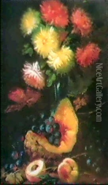 Blommor I Vas Samt Frukter Oil Painting - Modeste (Max) Carlier
