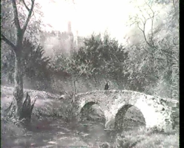 Ancient Bridge And Castle Oil Painting - James Lees Bilbie