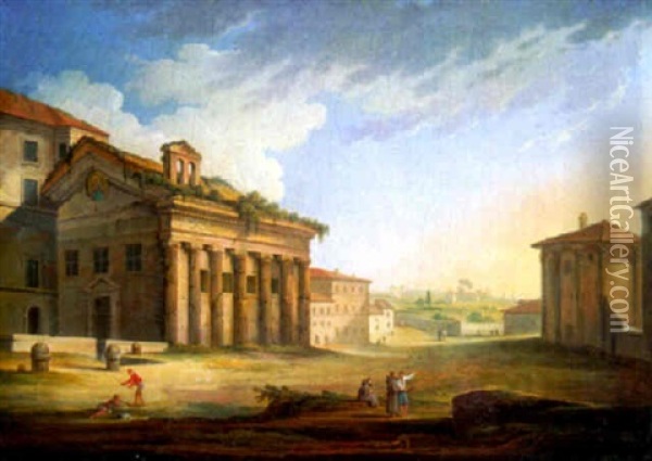 The Forum Boarium, Rome Oil Painting - Hendrick Frans van Lint