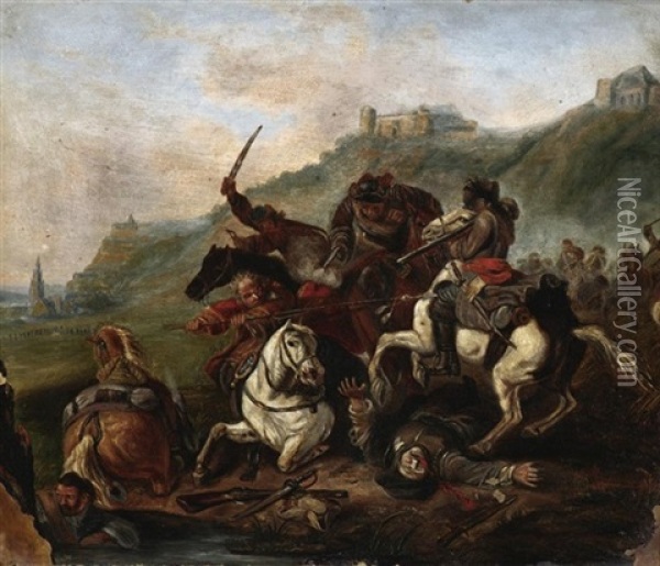 Reiterschlacht Im Gebirge Oil Painting - Jacques Courtois