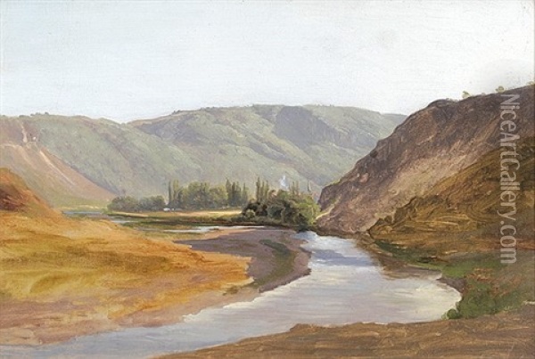 Landschaft Bei Norheim An Der Nahe Oil Painting - Eugen Felix Prosper Bracht