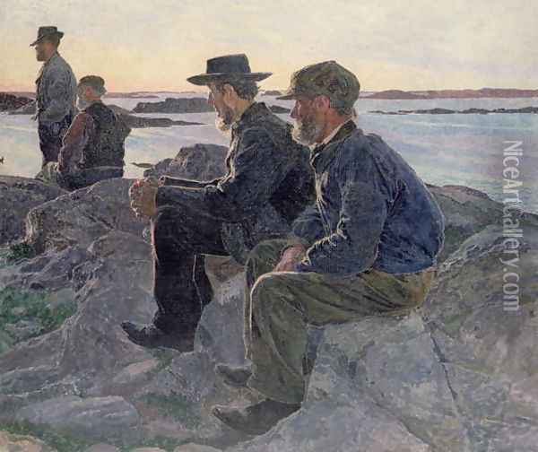 On the Rocks at Fiskebackskil, 1905-6 Oil Painting - Carl Wilhelm Wilhelmson