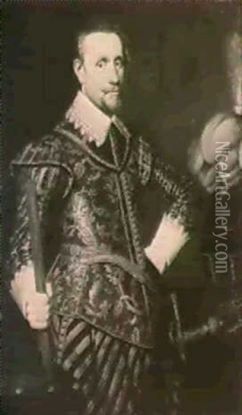 A Portrait Of A Nobleman As An Officer Oil Painting - Jan Anthonisz Van Ravesteyn