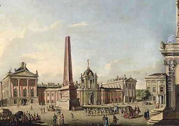 View of the Old Market and the Front Gate of the Schloss Sanssouci 1773 Oil Painting - Johann Friedrich Meyer