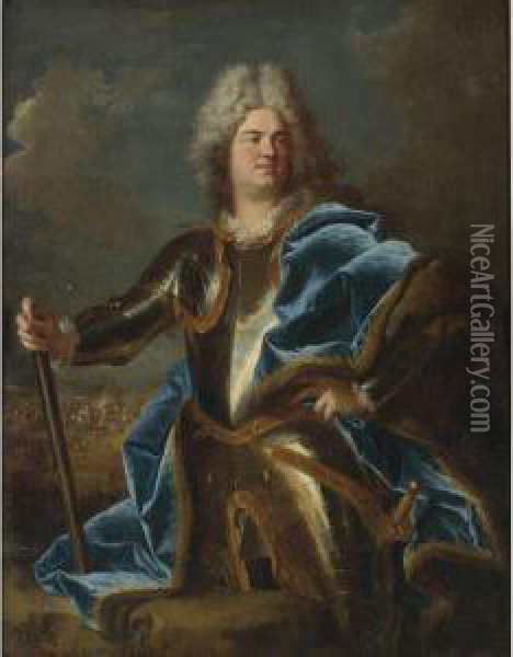 Portrait Of A Man, Traditionally Called Claude Louis Hector, Duc Devillars (1653-1734) Oil Painting - Hyacinthe Rigaud