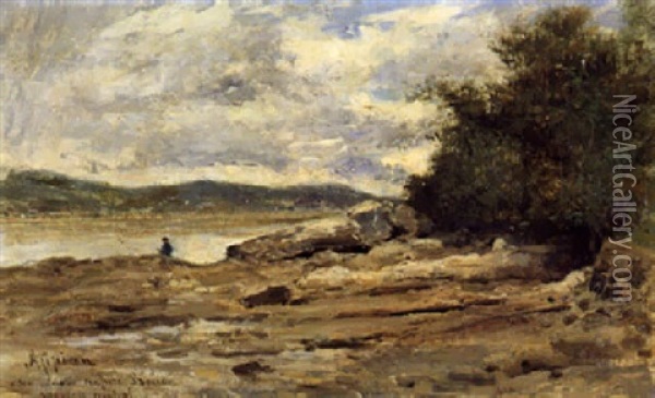 Flusslandschaft Mit Fischer Oil Painting - Adolphe Appian