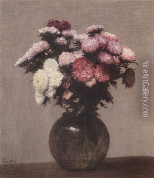 Fleurs - Reines Marguerites Oil Painting - Henri Fantin-Latour