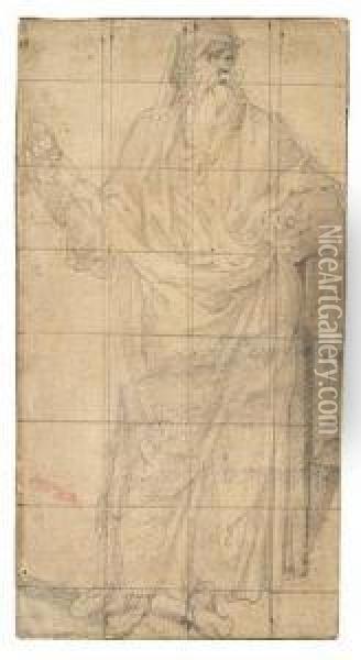 Study Of A Male Scholar Holding A Scroll Oil Painting - Nicolo Martinelli Da Pesaro Il Trometta