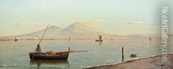 Fishing Boats In Napoli Bay Oil Painting - Vittorio Capessiero