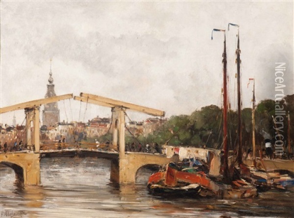 The Magere Brug In Amsterdam Oil Painting - Hobbe Smith