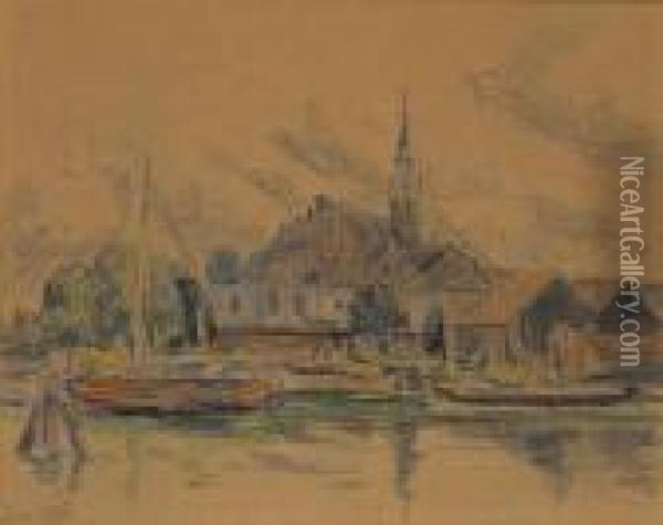 View Of A Town Oil Painting - Maximilien Luce