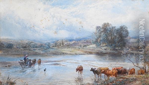 The Tyne At Ovington Oil Painting - Myles Birket Foster