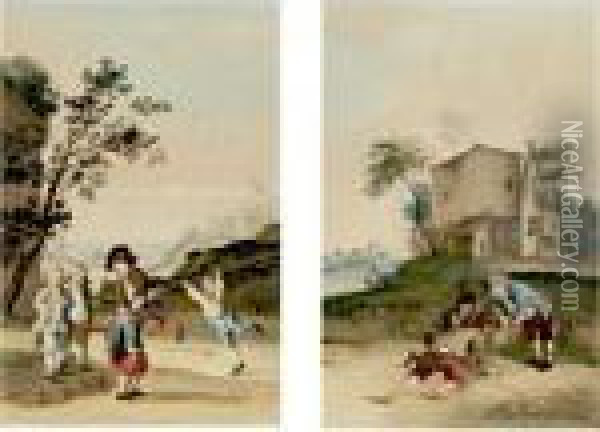 Children Playing In Landscapes Oil Painting - Joseph Conrad Seekatz
