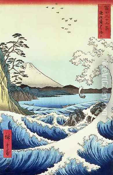 View from Satta Suruga Province Oil Painting - Utagawa or Ando Hiroshige