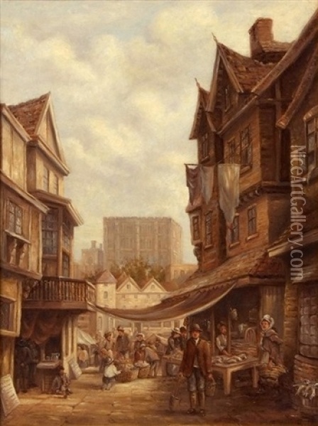Old Fishmarket Oil Painting - Thomas Smythe