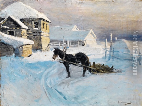 Winterlandschaft Oil Painting - Alexandr Nikoalevich Stepanov