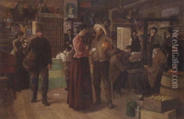 The Post Office Oil Painting - Abbott Fuller Graves