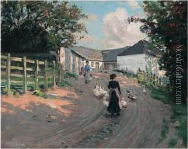 A Galloway Farm Oil Painting - Harry Spence