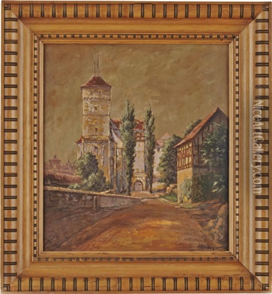 Nurnberg - Burg, Heidenturm Mit Kaiserburg Oil Painting - Carl Kronberger