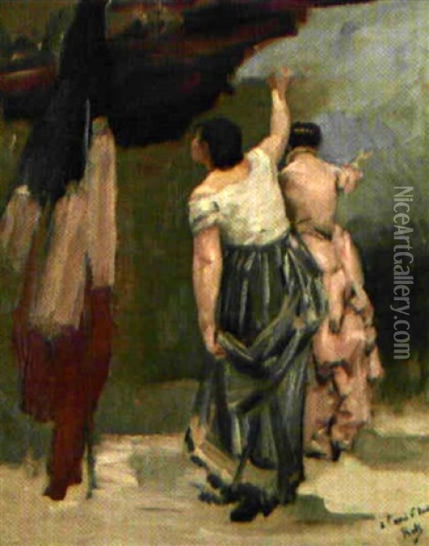 Etude De Deux Femmes De Dos Oil Painting - Alfred Roll