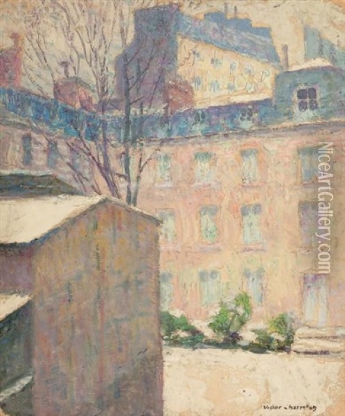 Cour Sous La Neige Oil Painting - Victor Charreton