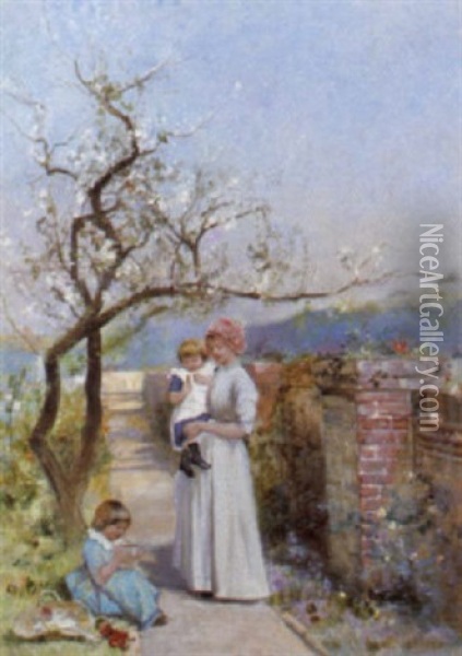 The Happy Mother Oil Painting - Alfred Henri Berthoud