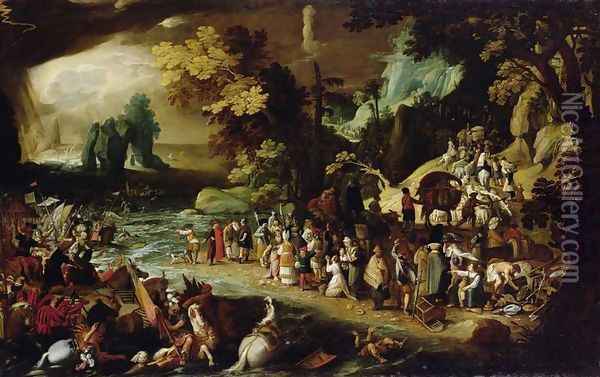 The Crossing of the Red Sea, c.1597-1600 Oil Painting - Sebastien Vrancx